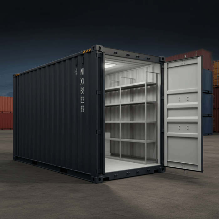 20' x 8' High Cube Container with Anti-Condensation, Lighting & Shelving