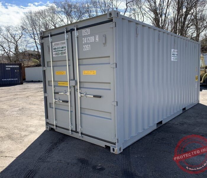20′ x 8′ x 8.5′ Tall – New **Double Door**Shipping/Storage Container – Wind and Watertight–Gray