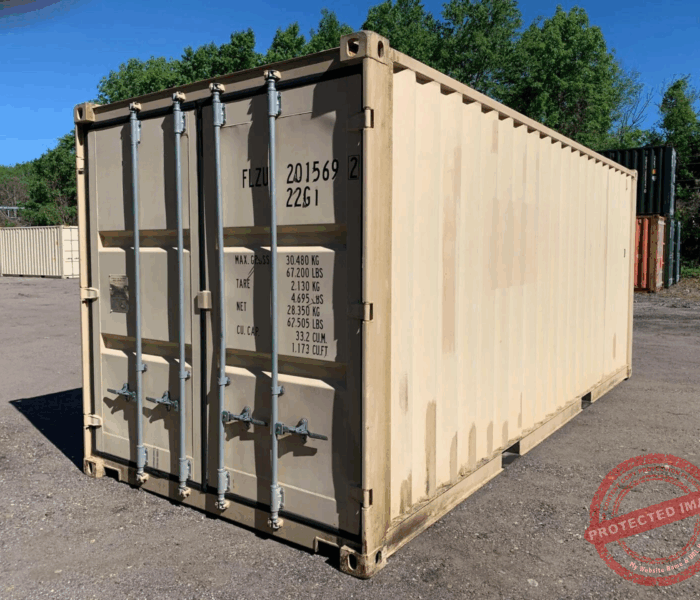 20′ x 8′ x 8.5′ Tall– Wind and Watertight **Off Rent** Used Shipping / Storage Container – Beige