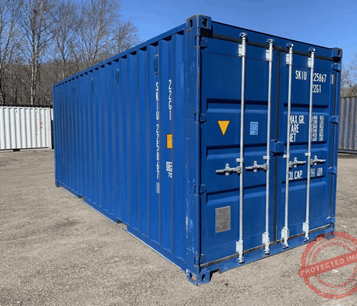 20′ x 8′ x 8.5′ Tall– New Shipping/Storage Container – Wind and Watertight – Blue