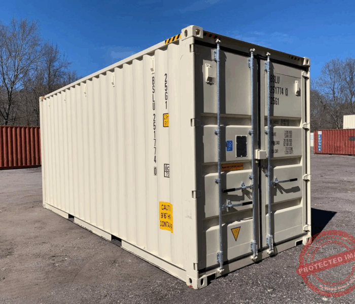 20′ x 8′ x 9.5′ Tall– New **High Cube** Shipping/Storage Container – Wind and Watertight – Beige