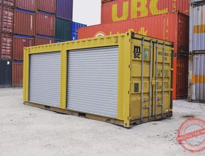 Yellow 20ft Used Container – Dual Side Roll-Up Doors